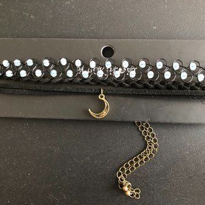 Black Heart Cord Moon Tattoo Choker Set